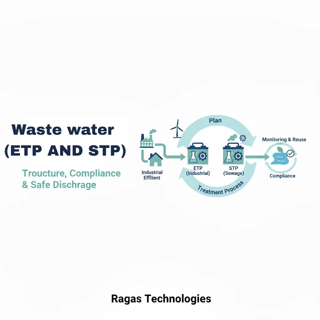 Wastewater treatment plant (ETP/STP) concept with clean water and eco-friendly design